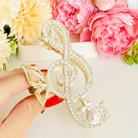 Clama Par Cheie Sol Cristale, Agrafa de Par, Accesorii Par, Clame Par [1]