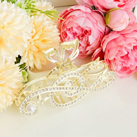 Clama Par Cheie Sol Cristale, Agrafa de Par, Accesorii Par, Clame Par [7]