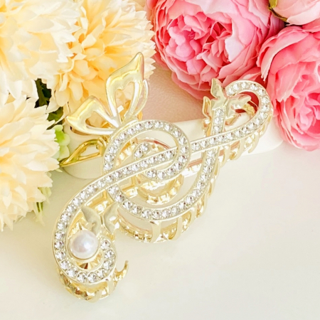 Clama Par Cheie Sol Cristale, Agrafa de Par, Accesorii Par, Clame Par [5]