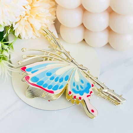 Clama Par Fluture Colorat, Accesorii Par, Clama Metal [6]