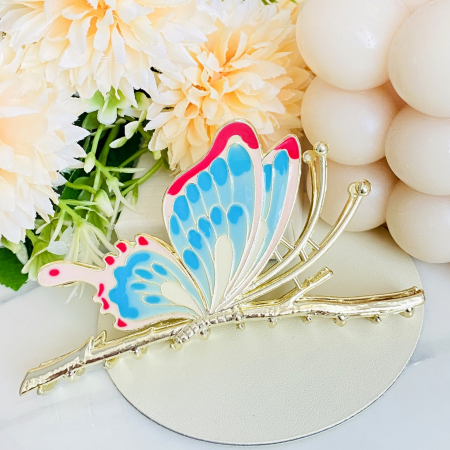 Clama Par Fluture Colorat, Accesorii Par, Clama Metal [5]