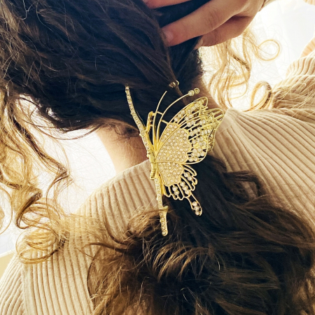 Clama Par Fluture Cristale, Accesorii Par, Clama Metal [5]