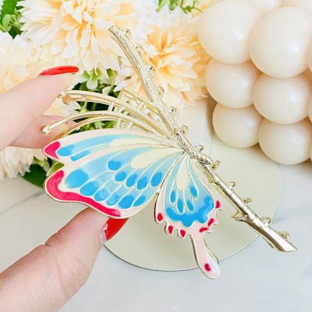 Clama Par Fluture Colorat, Accesorii Par, Clama Metal [8]