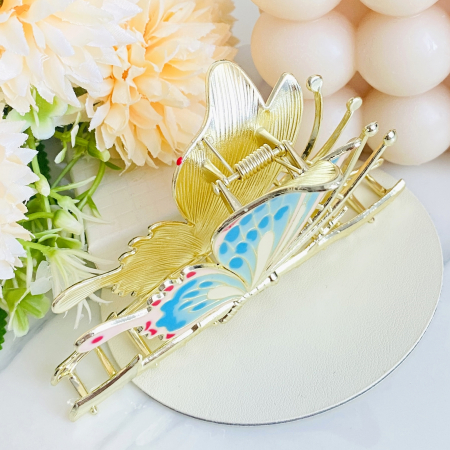 Clama Par Fluture Colorat, Accesorii Par, Clama Metal [9]