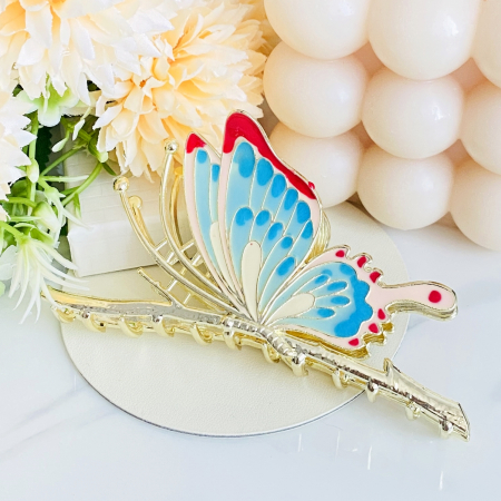 Clama Par Fluture Colorat, Accesorii Par, Clama Metal [1]