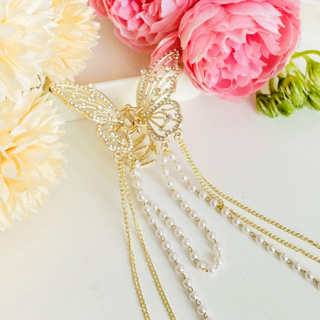 Clama Par Fluturas Auriu, Agrafa de Par, Accesorii Par, Clame Par [1]