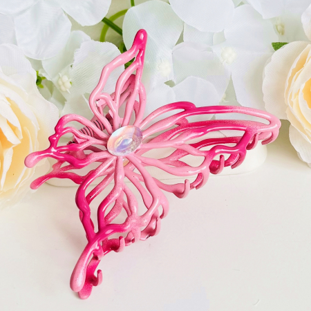 Clama Par Fluture Roz XL, Accesorii Par, Clama Metal [1]