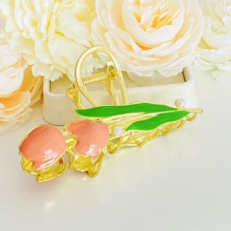 ACCESORII PAR - Clama Par Lalele & Perle, Accesorii Par, Clama Flori