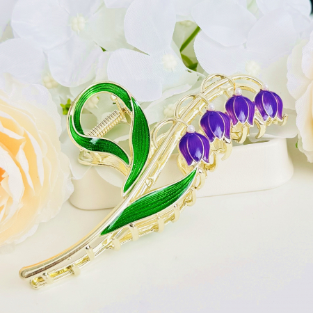 ACCESORII PAR - Clama Par Lacramioare Mov, Accesorii Par, Clama Metal