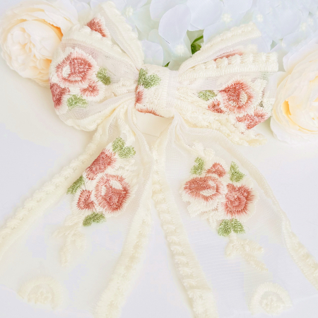 Clama Par Fundita Broderie Flori Roz, Accesorii Par, Clama metal [7]