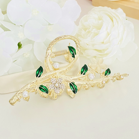 Clama Par Flori & Frunze Verzi, Agrafa de Par, Accesorii Par [2]