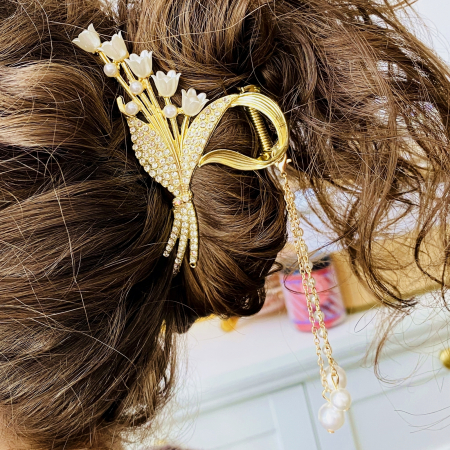 Clama Par Lacramioare Albe, Agrafa de Par, Accesorii Par, Clama metal [5]