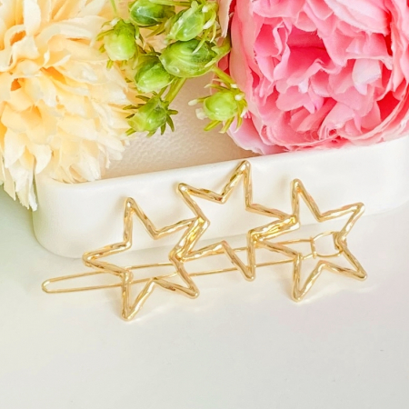 Martisor Agrafa Par 3 Stelute Aurii, Agrafa de Par, Accesorii Par, Clama metal [7]