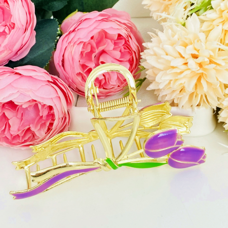 Clama Par Lalele Mov,  Accesorii Par, Clama Metal [7]