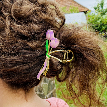 Clama Par Lalele Mov,  Accesorii Par, Clama Metal [2]