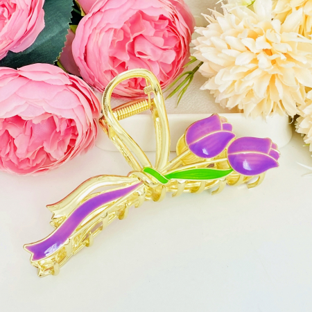 Clama Par Lalele Mov,  Accesorii Par, Clama Metal [4]