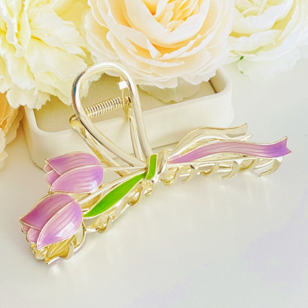 Clama Par Lalele Mov,  Accesorii Par, Clama Metal [1]