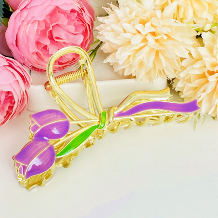 Clama Par Lalele Mov,  Accesorii Par, Clama Metal [6]