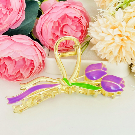 Clama Par Lalele Mov,  Accesorii Par, Clama Metal [1]