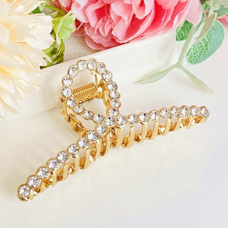 Clama de Par Aurie cu Cristale, Agrafa de Par, Accesorii Par, Clama metal [5]