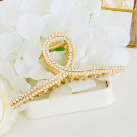 Clama Aurie cu Perle, Agrafa de Par, Accesorii Par, Clama metal [4]