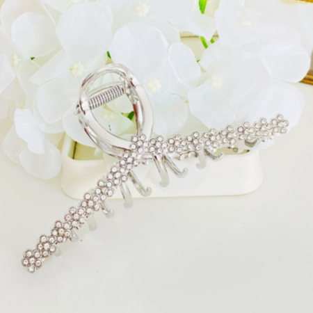 Clama Par Flori Argintii, Agrafa de Par, Accesorii Par, Clama metal [1]