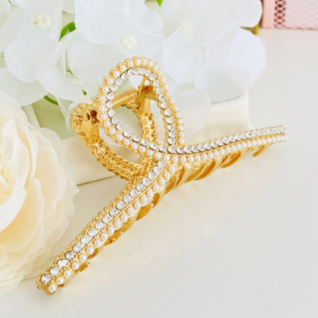 Clama Aurie cu Perle, Agrafa de Par, Accesorii Par, Clama metal [8]