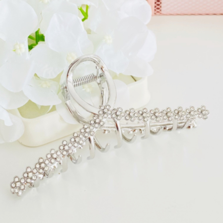 Clama Par Flori Argintii, Agrafa de Par, Accesorii Par, Clama metal [4]