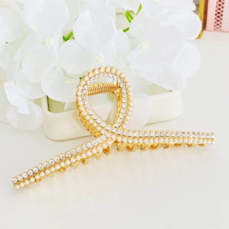 ACCESORII PAR - Clama Aurie cu Perle, Agrafa de Par, Accesorii Par, Clama metal