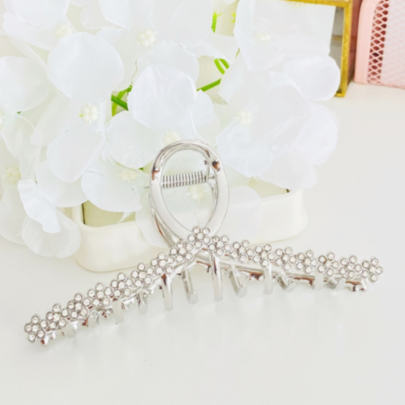 ACCESORII PAR - Clama Par Flori Argintii, Agrafa de Par, Accesorii Par, Clama metal