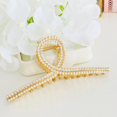 Clama Aurie cu Perle, Agrafa de Par, Accesorii Par, Clama metal [5]