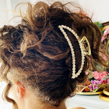 Clama Aurie cu Perle, Agrafa de Par, Accesorii Par, Clama metal [0]