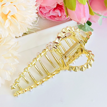 Clama Aurie Perle si Cristale, Agrafa de Par, Accesorii Par, Clama Metal [9]