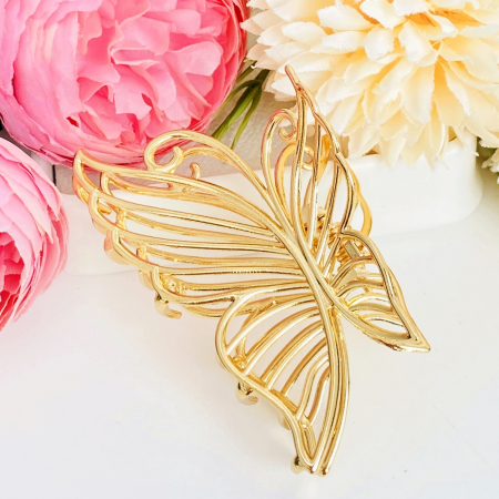 Clama Par Fluture Auriu Mini, Agrafa de Par, Accesorii Par, Clama [1]