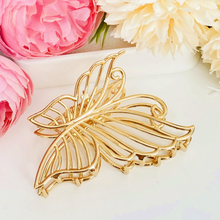 Clama Par Fluture Auriu Mini, Agrafa de Par, Accesorii Par, Clama [4]