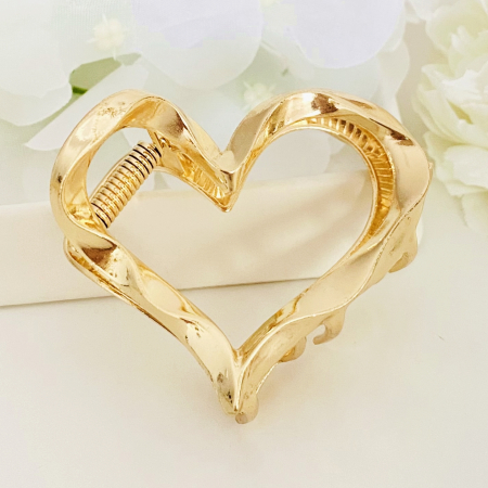 ACCESORII PAR - Clama Par Inima Aurie, Agrafa de Par, Accesorii Par
