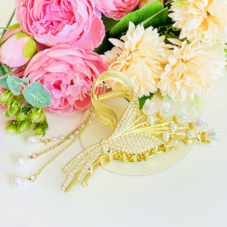 Clama Par Lacramioare Albe, Agrafa de Par, Accesorii Par, Clama metal [6]