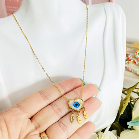 Colier Evil Eye Heart - Otel Inoxidabil, Lantisoare Coliere Dama, Bijuterii Inox [2]