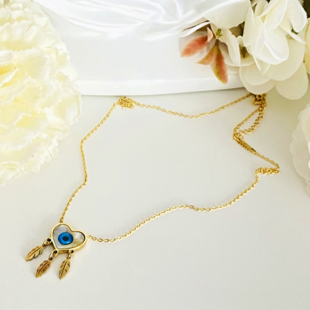 Colier Evil Eye Heart - Otel Inoxidabil, Lantisoare Coliere Dama, Bijuterii Inox [1]