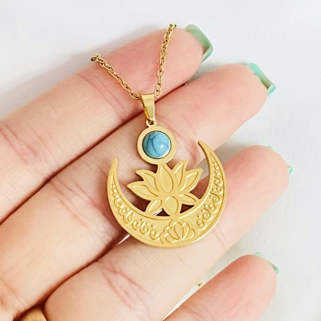 Colier Floare Lotus - Otel Inoxidabil, Lantisoare Coliere Dama, Bijuterii Inox [4]