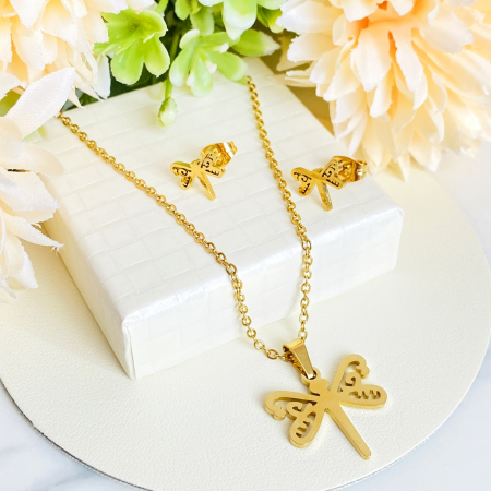 SETURI BIJUTERII Otel Inoxidabil - Set Colier si Cercei Libelule Otel Inoxidabil, Bijuterii Stainless Steel