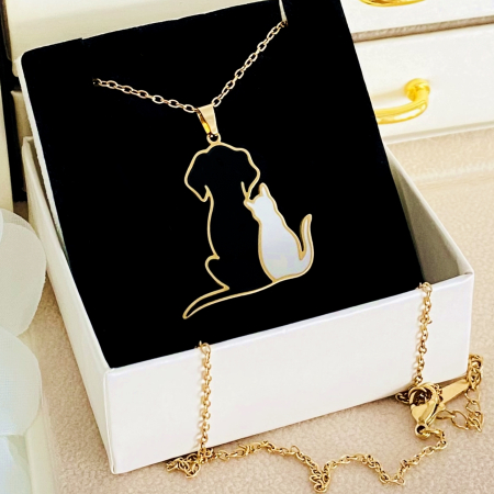 COLIERE Otel Inoxidabil - Colier Caine & Pisica - Otel Inoxidabil, Lantisoare Coliere Dama, Bijuterii Inox