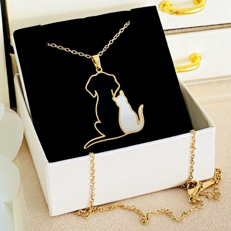 Colier Caine & Pisica - Otel Inoxidabil, Lantisoare Coliere Dama, Bijuterii Inox [2]