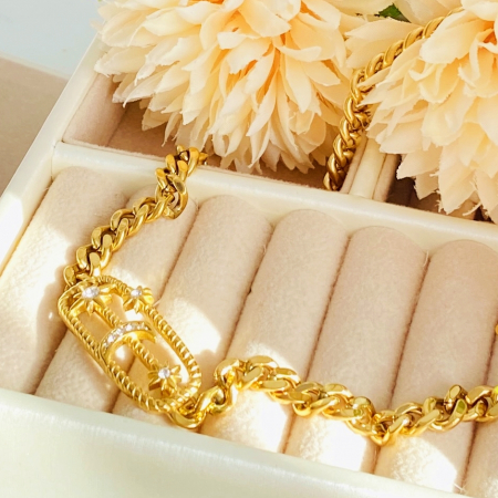 Colier Auriu Luna Stele - Otel Inoxidabil, Lantisoare Coliere Dama, Bijuterii Inox [9]