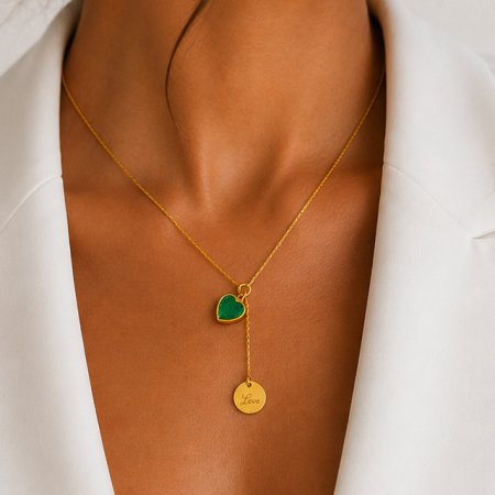 Colier Inima Verde & Love - Otel Inoxidabil, Coliere Dama, Bijuterii Inox [3]