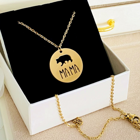 Colier Mama Bear - Otel Inoxidabil, Lantisoare Coliere Dama, Bijuterii Inox [1]