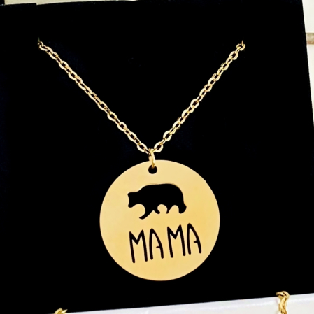 BIJUTERII OTEL INOXIDABIL - Colier Mama Bear - Otel Inoxidabil, Lantisoare Coliere Dama, Bijuterii Inox