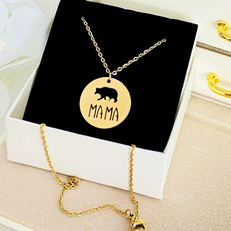 Colier Mama Bear - Otel Inoxidabil, Lantisoare Coliere Dama, Bijuterii Inox [2]