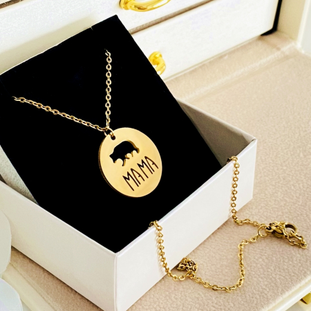 Colier Mama Bear - Otel Inoxidabil, Lantisoare Coliere Dama, Bijuterii Inox [3]