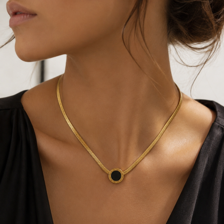 Colier Black & Gold - Otel Inoxidabil, Coliere Dama, Bijuterii Inox [2]